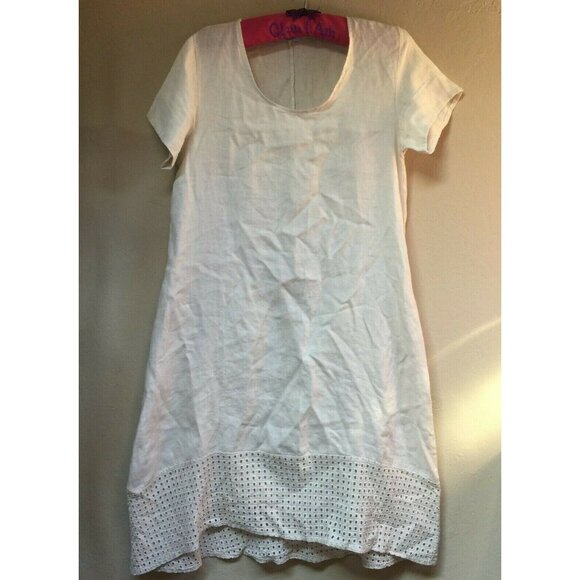 Rosemarine Dresses & Skirts - Rosemarine Made in Italy Womens Scoop Neck Short Sleeve Midi Dress Cutout Hem